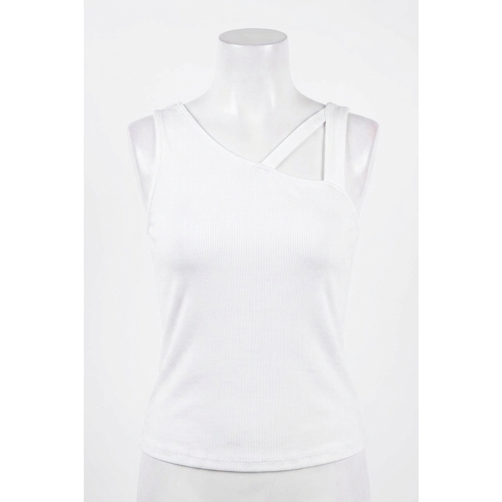 NEW WHITE BIRCH strappy neck ribbed tank in off white